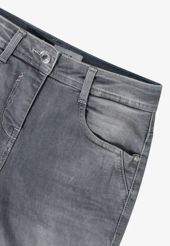 Cecil Damen Bootcut Jeans in Grau, Gr: 34