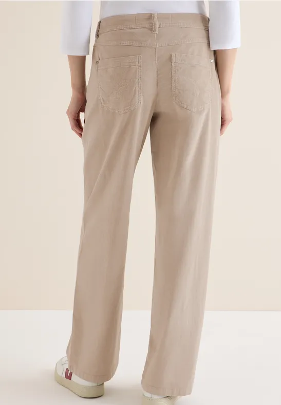 Cecil Damen Wide Leg Cordhose in Beige, Gr: 27