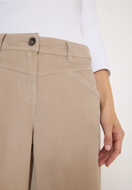 Cecil Damen Wide Leg Cordhose in Beige, Gr: 27