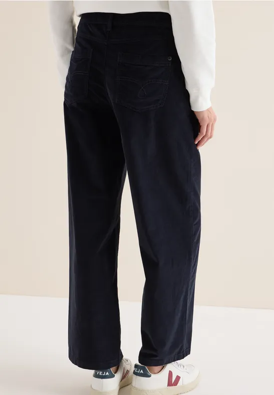 Cecil Damen Wide Leg Cordhose in Blau, Gr: 26