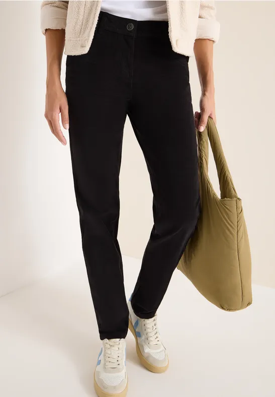 Cecil Damen Slim Fit Cordhose in Grau, Gr: 28