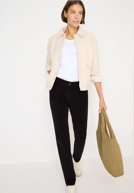 Cecil Damen Slim Fit Cordhose in Grau, Gr: 28