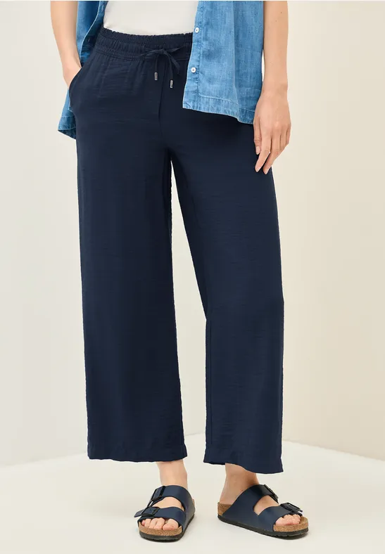Cecil Damen 7/8 Twill-Hose mit Struktur in Blau, Gr: XS