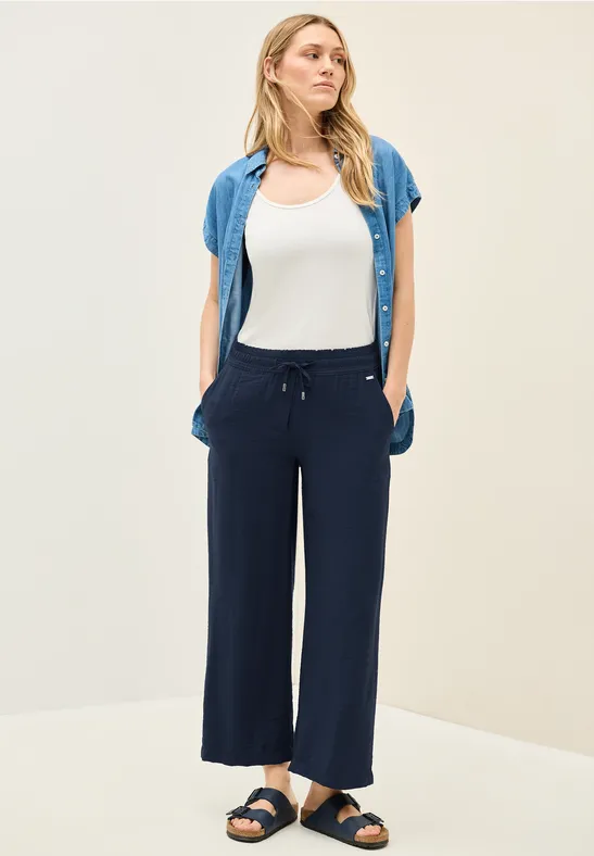Cecil Damen 7/8 Twill-Hose mit Struktur in Blau, Gr: XS