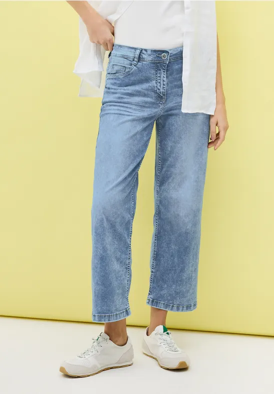 Cecil Damen 7/8 Wide Leg Jeans in Blau, Gr: 36