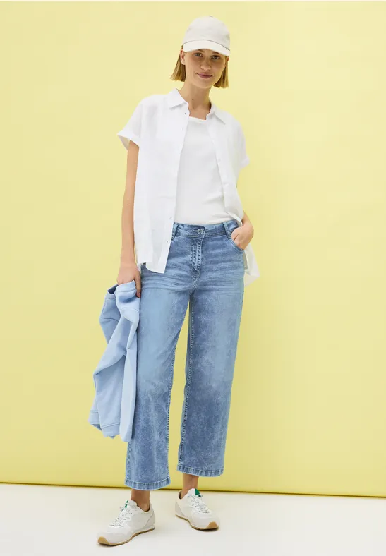 Cecil Damen 7/8 Wide Leg Jeans in Blau, Gr: 36