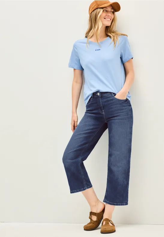 Cecil Damen Wide Leg Jeans in Blau, Gr: 36