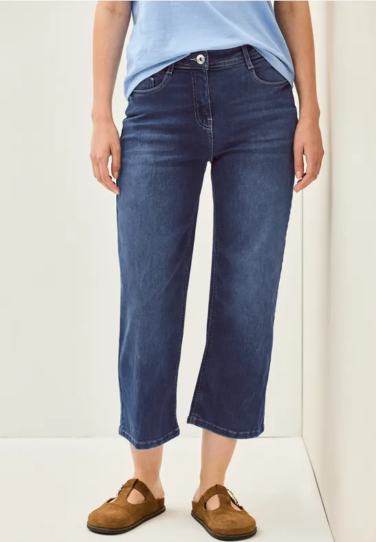 Cecil Damen Wide Leg Jeans in Blau, Gr: 36