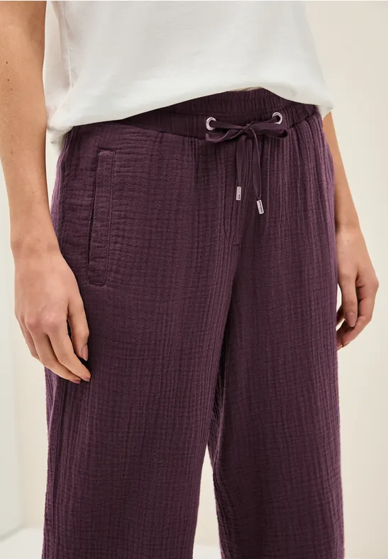 Cecil Damen 3/4 Wide Leg Musselin Hose in Rot, Gr: XXL