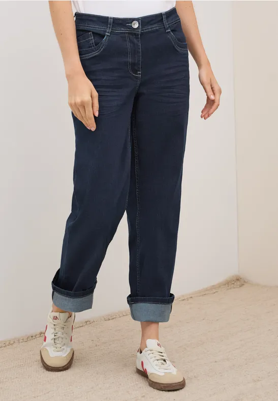 Cecil Damen Rinsed Straight Leg Jeans in Blau, Gr: 28
