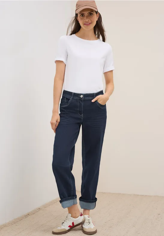 Cecil Damen Rinsed Straight Leg Jeans in Blau, Gr: 28