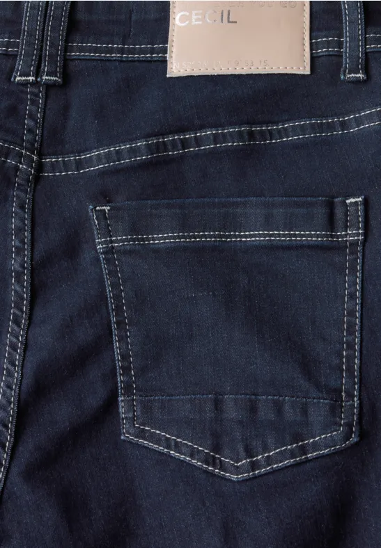 Cecil Damen Rinsed Straight Leg Jeans in Blau, Gr: 28