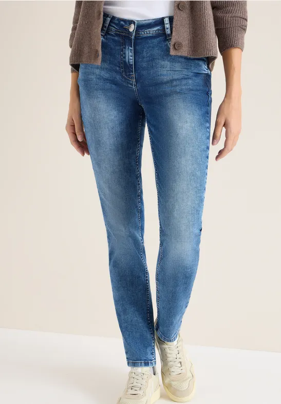 Cecil Damen Casual Fit Jeans in Blau, Gr: 36