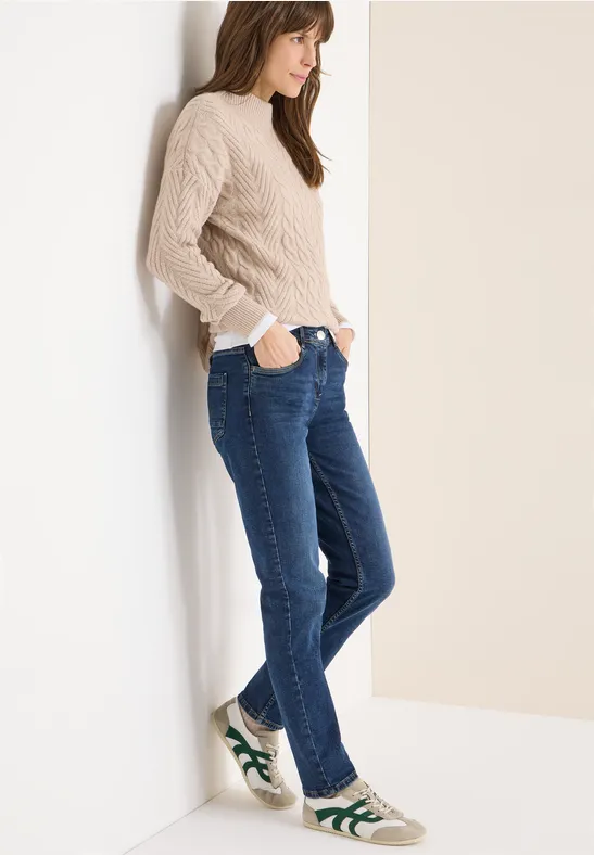 Cecil Damen Jeans im Slim Fit in Blau, Gr: 26