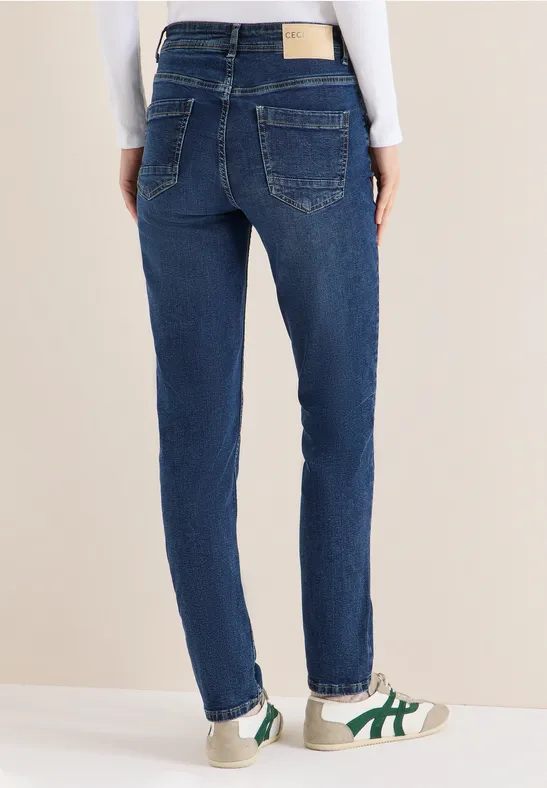 Cecil Damen Jeans im Slim Fit in Blau, Gr: 26