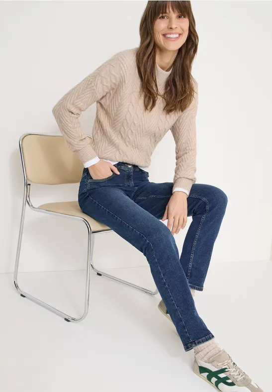 Cecil Damen Jeans im Slim Fit in Blau, Gr: 26