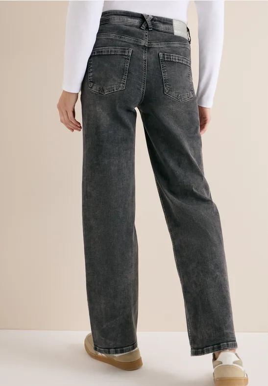 Cecil Damen Wide Leg Jeans in Grau, Gr: 30