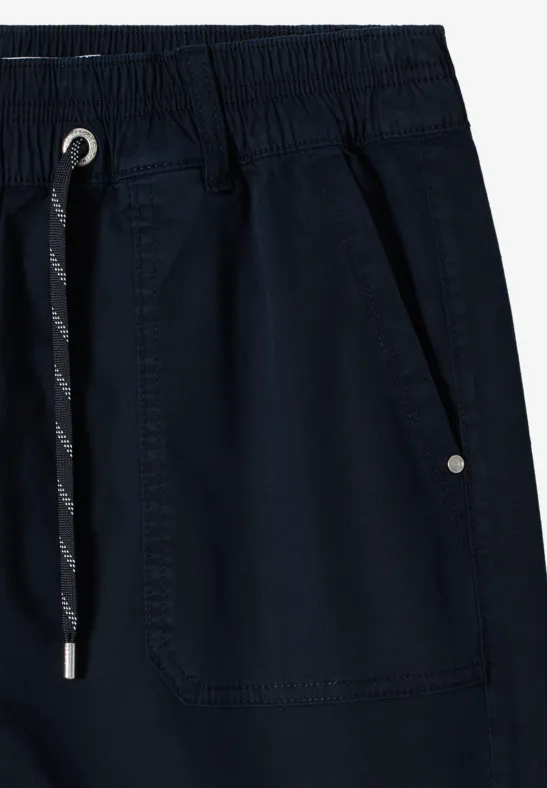 Cecil Damen Mid Waist Straight Leg Shorts im Casual Fit in Blau, Gr: 3XL