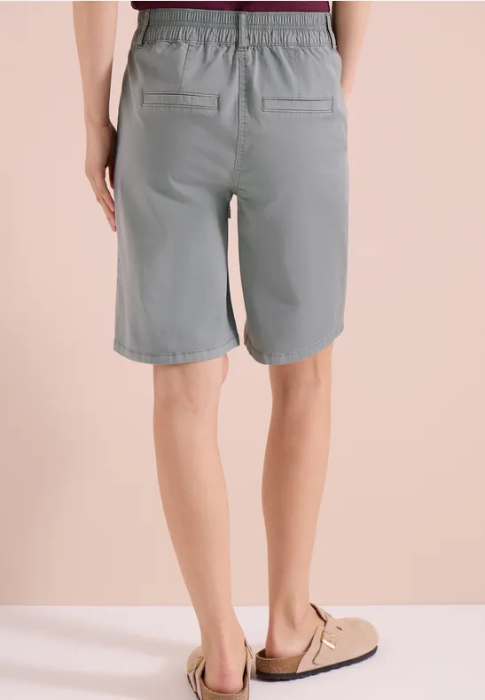Cecil Damen Mid Waist Straight Leg Shorts im Casual Fit in Grau, Gr: 3XL