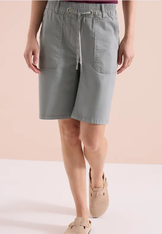 Cecil Damen Mid Waist Straight Leg Shorts im Casual Fit in Grau, Gr: 3XL