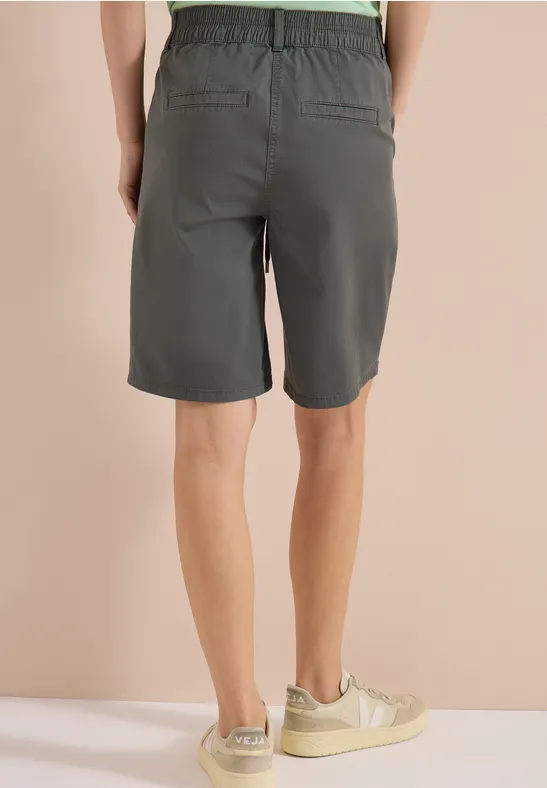 Cecil Damen Mid Waist Straight Leg Shorts im Casual Fit in Grün, Gr: 3XL