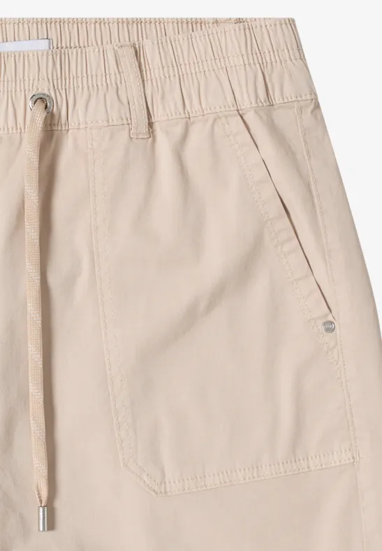 Cecil Damen Mid Waist Straight Leg Shorts im Casual Fit in Beige, Gr: 3XL