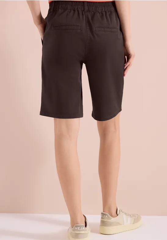 Cecil Damen Mid Waist Straight Leg Shorts im Casual Fit in Braun, Gr: 3XL