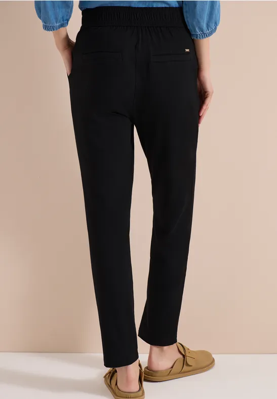 Cecil Damen Mid Waist Slim Leg Hose im Casual Fit in Schwarz, Gr: XXL