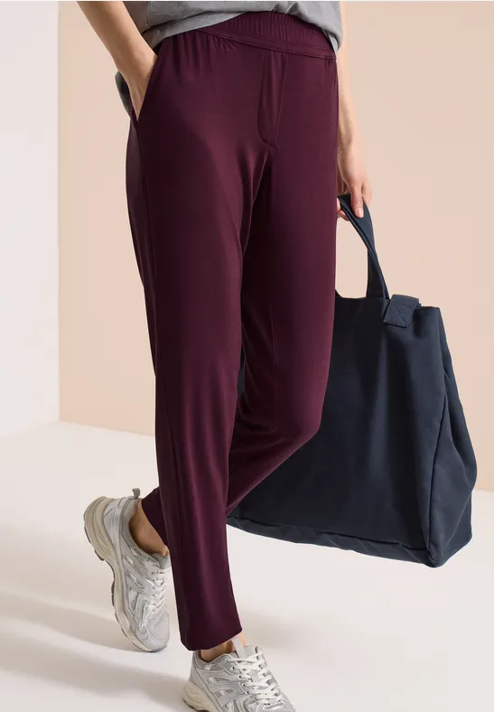 Cecil Damen Mid Waist Slim Leg Hose im Casual Fit in Rot, Gr: XXL