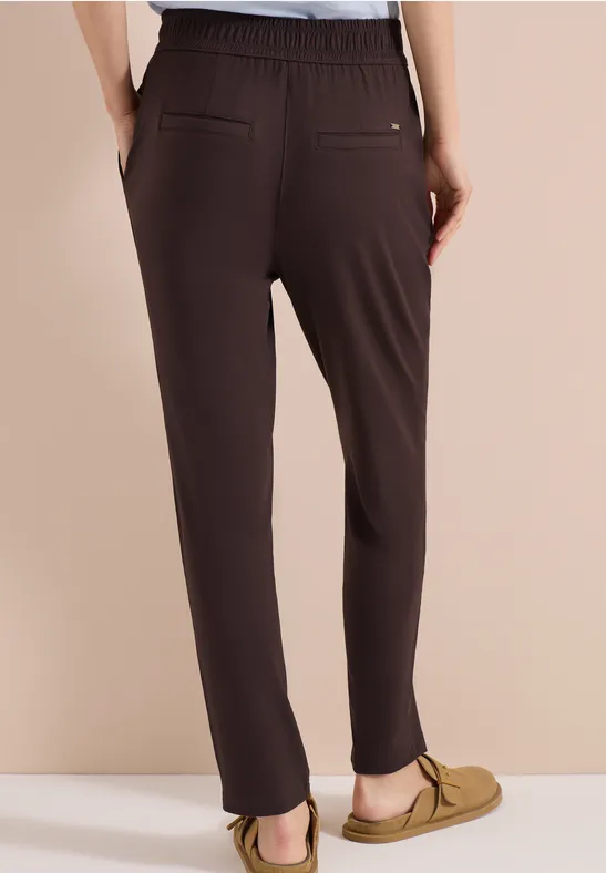Cecil Damen Mid Waist Slim Leg Hose im Casual Fit in Braun, Gr: XXL