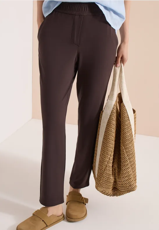 Cecil Damen Mid Waist Slim Leg Hose im Casual Fit in Braun, Gr: XXL