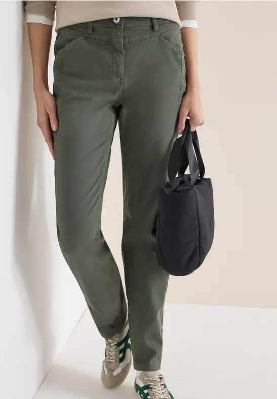 Cecil Damen Straight Leg Hose in Grün, Gr: 28