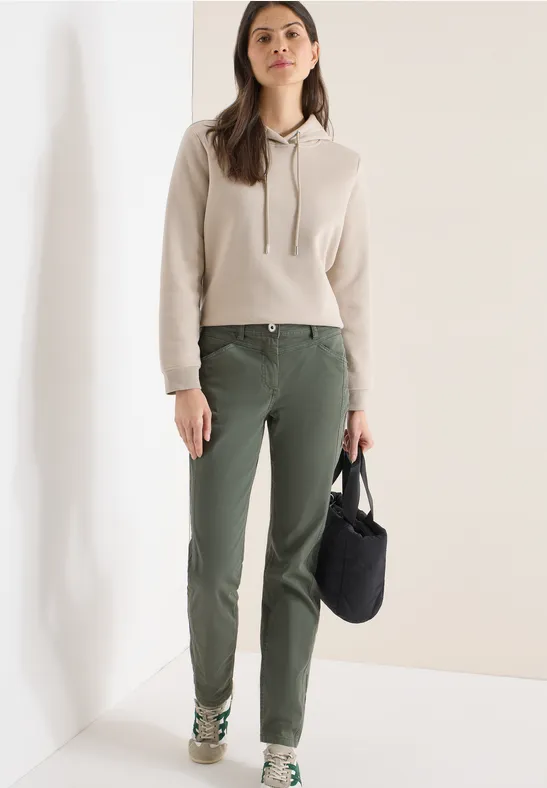 Cecil Damen Straight Leg Hose in Grün, Gr: 28