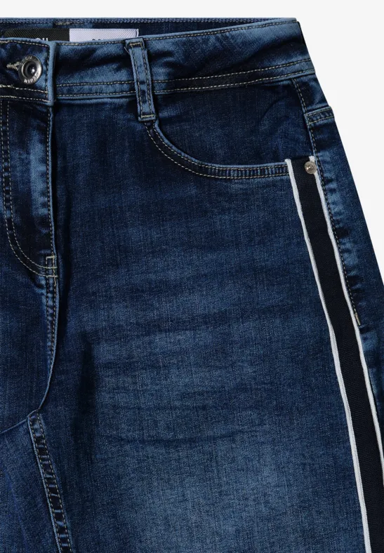 Cecil Damen Jeans mit Gallonstreifen in Blau, Gr: 25