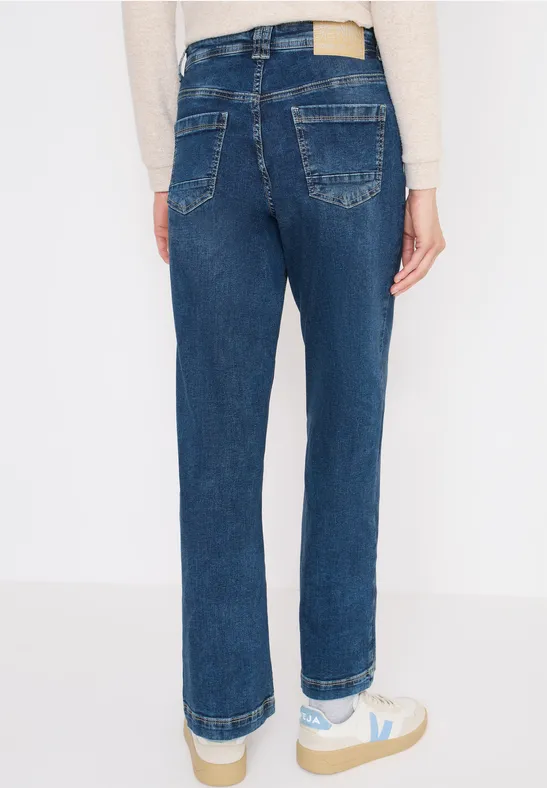 Cecil Damen Wide Leg Patch Pocket Jeans in Blau, Gr: 33