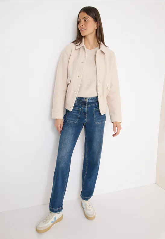 Cecil Damen Wide Leg Patch Pocket Jeans in Blau, Gr: 33