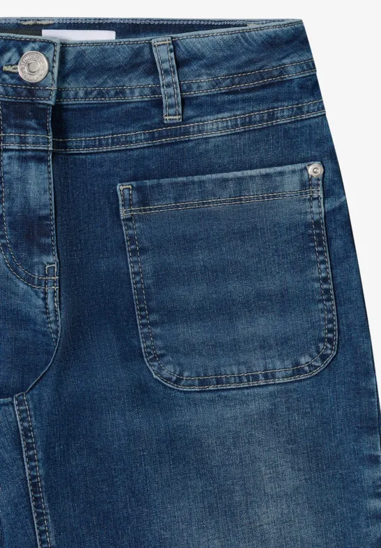 Cecil Damen Wide Leg Patch Pocket Jeans in Blau, Gr: 33
