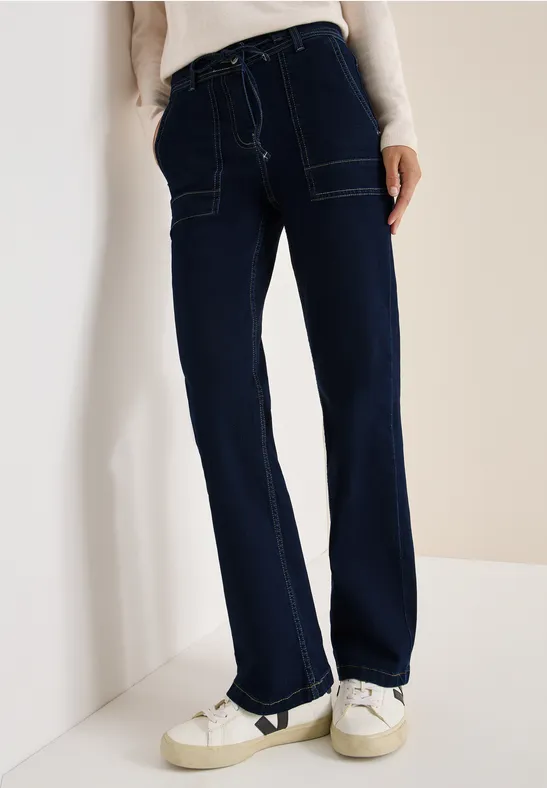 Cecil Damen Rinsed Bootcut Jeans in Blau, Gr: 28