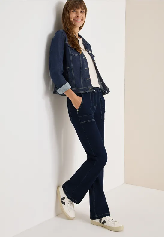 Cecil Damen Rinsed Bootcut Jeans in Blau, Gr: 28