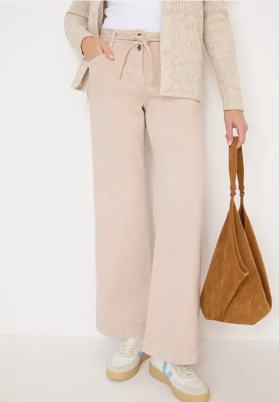 Cecil Damen Wide Leg Jeans mit Flare in Beige, Gr: 26