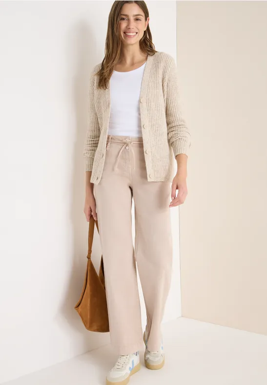 Cecil Damen Wide Leg Jeans mit Flare in Beige, Gr: 26