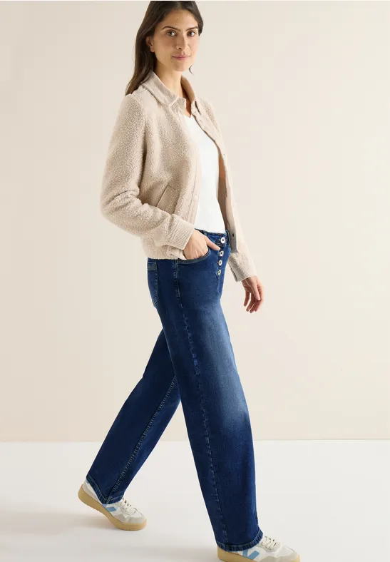 Cecil Damen Wide Leg Jeans in Blau, Gr: 25