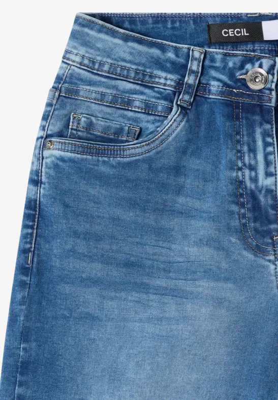 Cecil Damen Wide Leg Jeans in Blau, Gr: 25