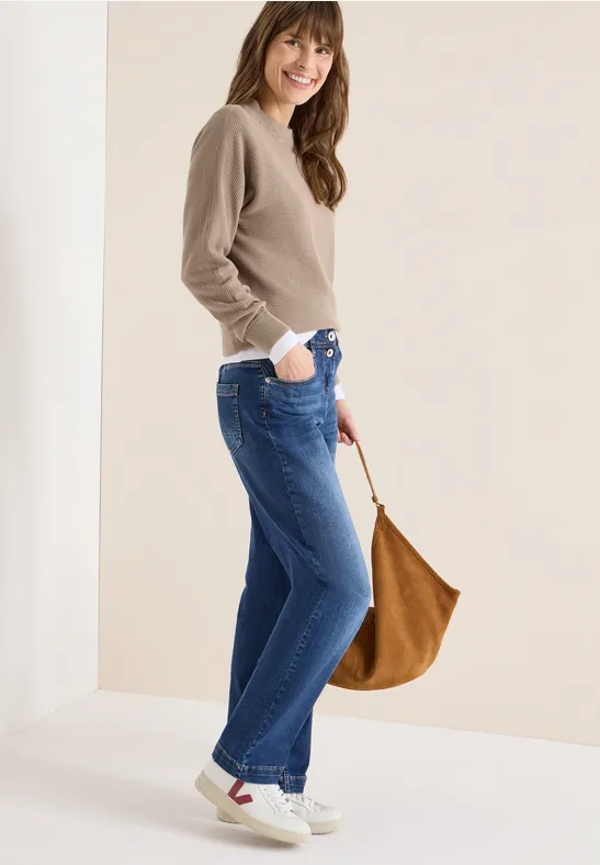 Cecil Damen Wide Leg Jeans in Blau, Gr: 27