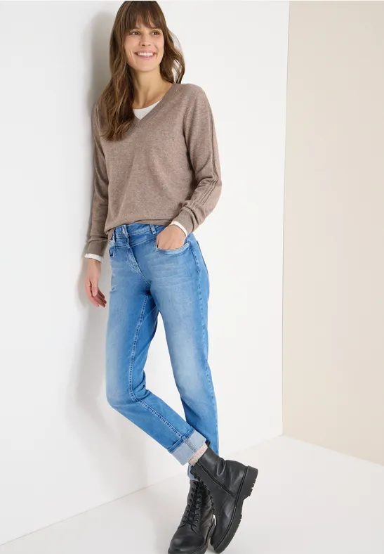 Cecil Damen Washed-Look Jeans in Blau, Gr: 27