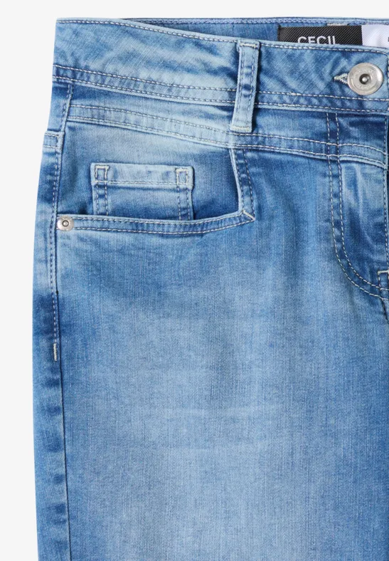 Cecil Damen Washed-Look Jeans in Blau, Gr: 27