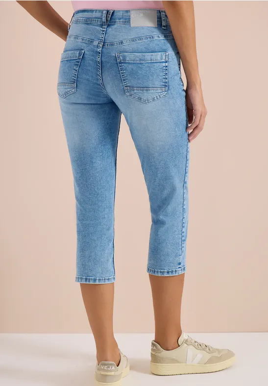 Cecil Damen 3/4 Slim Leg Jeans im Casual Fit in Blau, Gr: 25