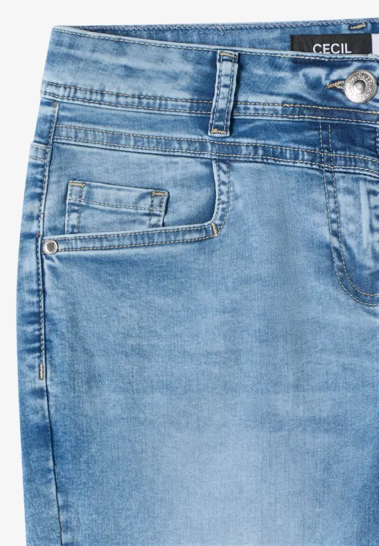 Cecil Damen 3/4 Slim Leg Jeans im Casual Fit in Blau, Gr: 25