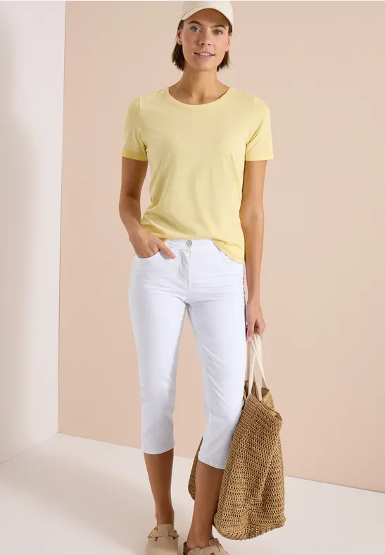 Cecil Damen 3/4 Slim Leg Jeans im Slim Fit in Weiß, Gr: 25