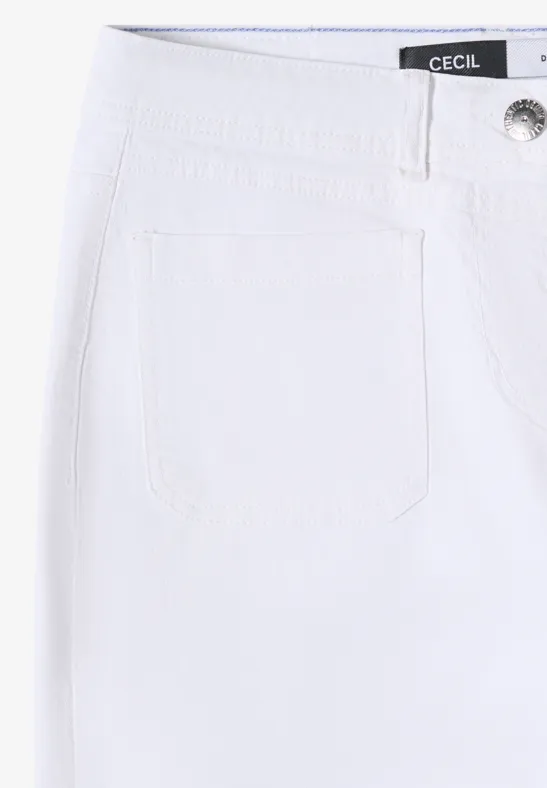 Cecil Damen Wide Leg Jeans mit Patch Pockets in Weiß, Gr: 25